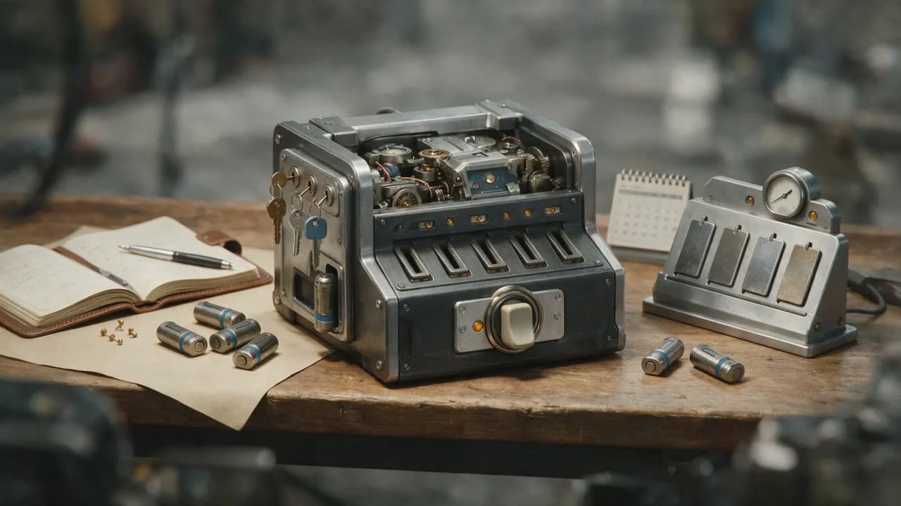 An agent maintenance bench holds ownership records, permissions, context, evals and an off switch.
