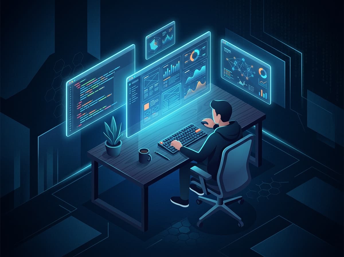 Solo builder workspace with multiple product interfaces