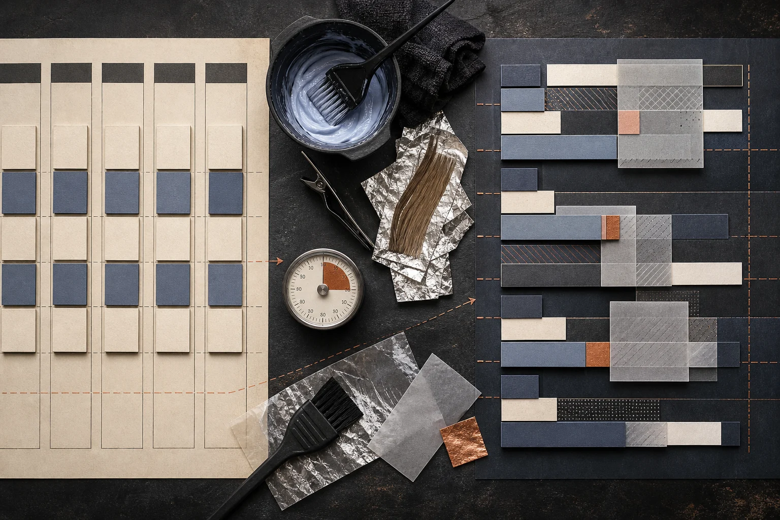 A salon calendar shifts from uniform booking blocks to active work, processing time and blocked periods.