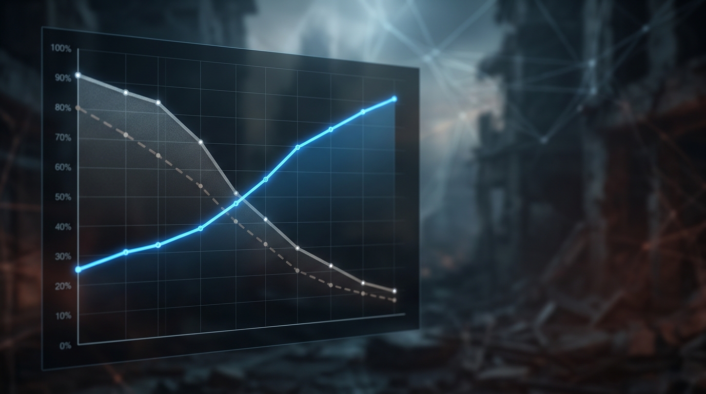 Graph: as AI capability rises, seats needed falls, revenue follows seats down