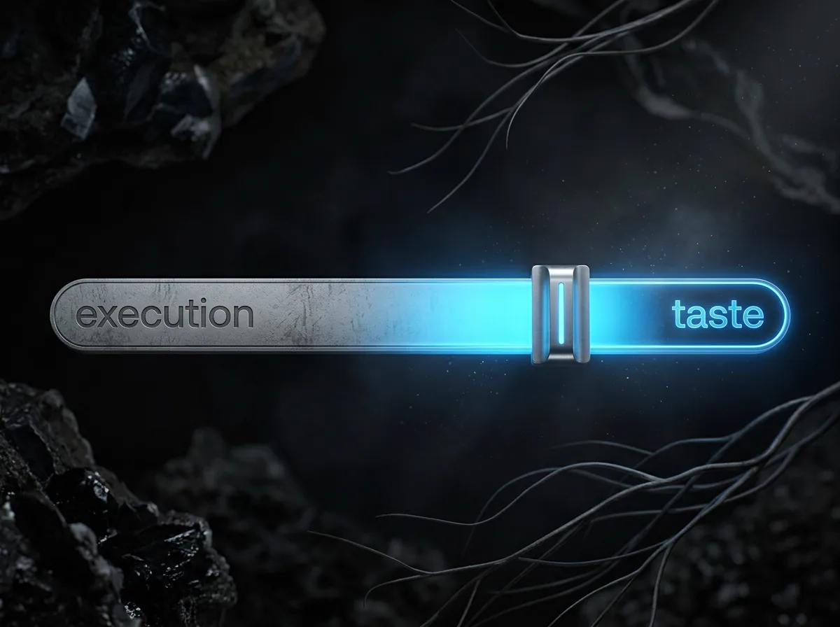 Spectrum: execution on the left greyed out and commoditised, taste on the right glowing blue