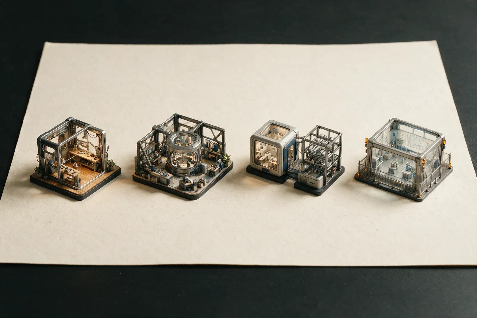 Four miniature team structures show different AI-native product team topologies.