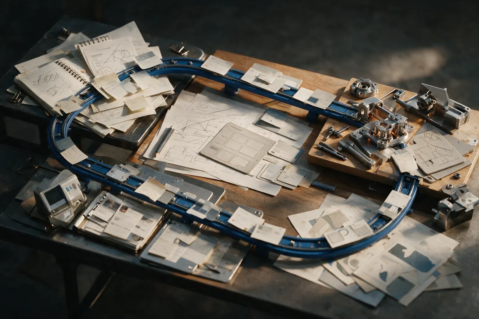 Five connected stations form the product-builder learning loop from framing through operation.